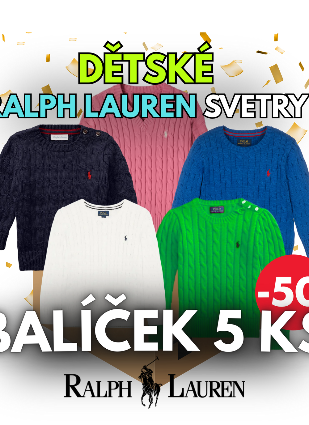 Dětské Ralph Lauren Svetry - 5 KS (VÝHODNÁ NABÍDKA)